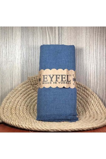 Eyfel %100 Pamuk Şal - Kot Mavi