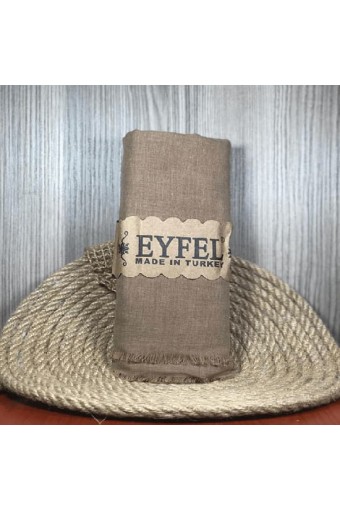 Eyfel %100 Pamuk Şal - Koyu Bej