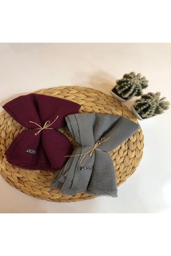 Pamuk Aerobin Cazz Şal - Bordo / Gri