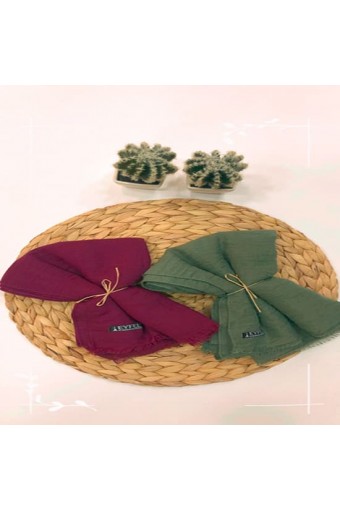 Pamuk Aerobin Cazz Şal - Bordo / Küf Yeşil