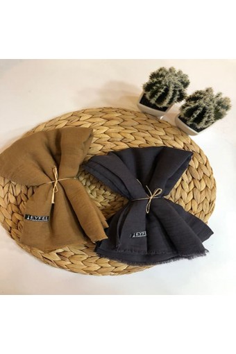 Pamuk Aerobin Cazz Şal - Hardal / Füme