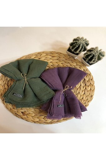 Pamuk Aerobin Cazz Şal -  Küf Yeşil / Mürdüm