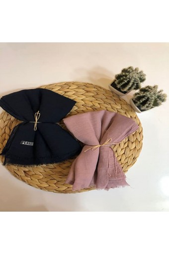 Pamuk Aerobin Cazz Şal - Lacivert / Pudra