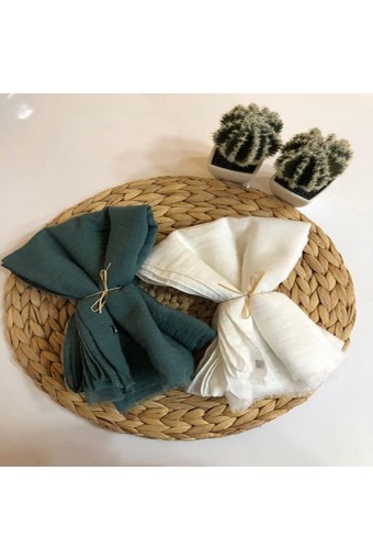 Pamuk Aerobin Cazz Şal -  Petrol Yeşil / Kırık Beyaz