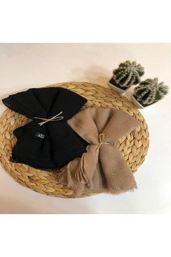 Pamuk Aerobin Cazz Şal - Siyah / Koyu Bej