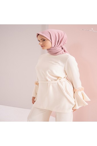 Medine İpeği Eşarp - Pudra